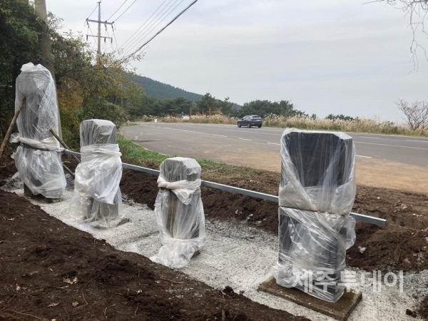 박진경 추도비(오른쪽)가 제주시 공설묘지 인근에 세워져 있다. (사진=제주투데이DB)