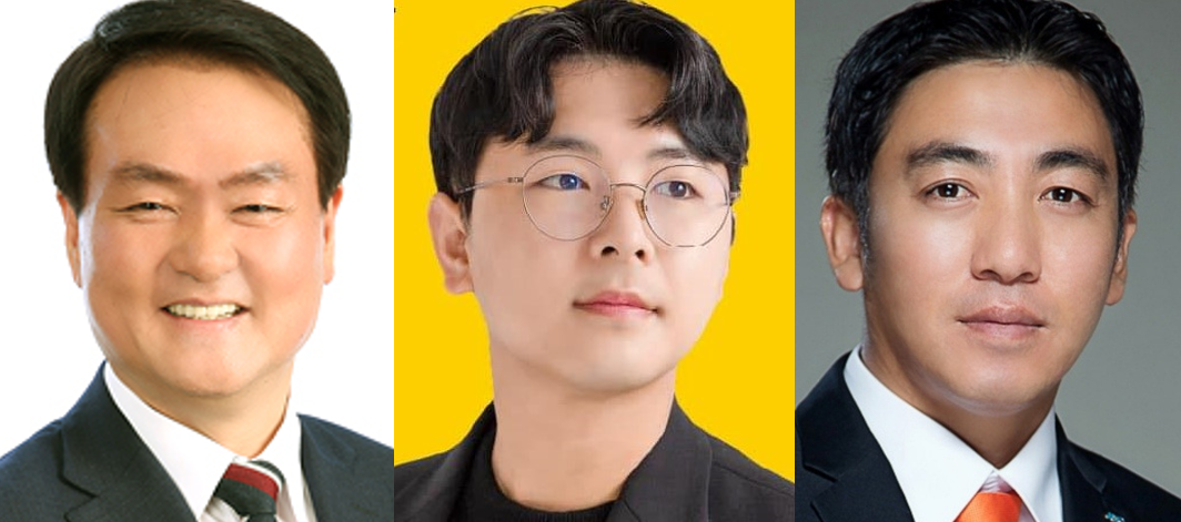 왼쪽부터 김희현 제주도의원(더불어민주당), 박건도 정의당 예비후보, 김준호 국민의힘 제주도당 청년위원장
