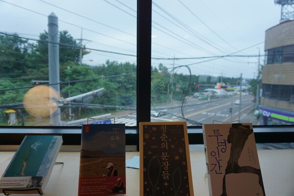 서귀포시 호근동에 위치한 '인터뷰 책방'.  날씨가 좋으면 창 너머로 한라산이 보인다. (사진=요행)