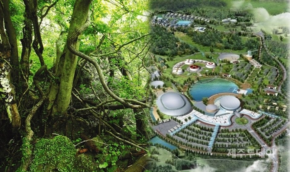 곶자왈(왼쪽)과 제주동물테마파크 조감도(오른쪽). (사진=제주투데이DB)