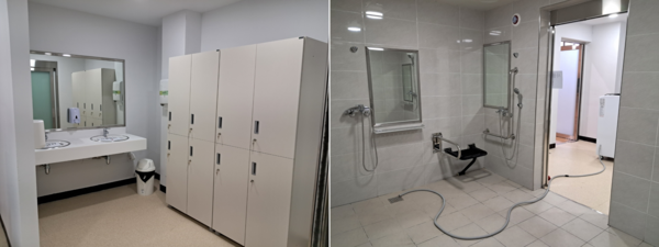 실내체육관에 구비된 탈의실과 샤워실. (사진=김수현)