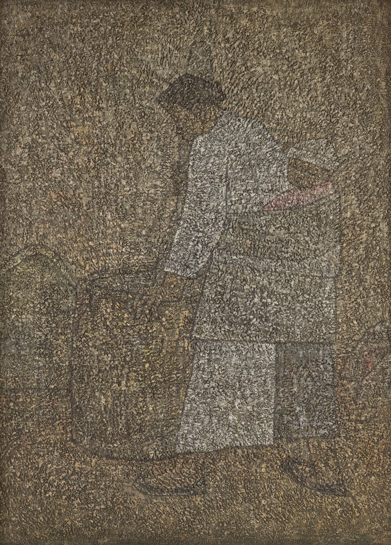 박수근 작 '절구질하는 여인'(1957). (사진=제주도립미술관 제공)