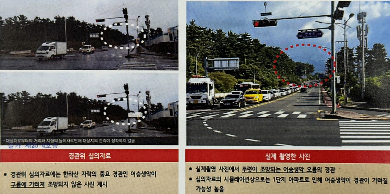 제주환경운동연합이 제기한 경관심의 조작 의혹 자료. 