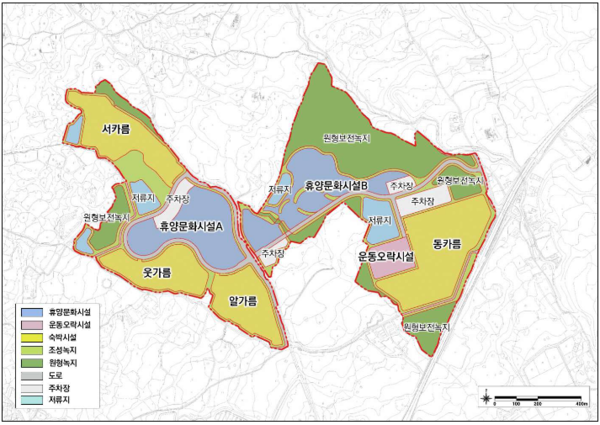 한화가 추진 중인 '애월 포레스트 관광단지 조성사업' 토지이용계획. (자료=제주도 제공) 