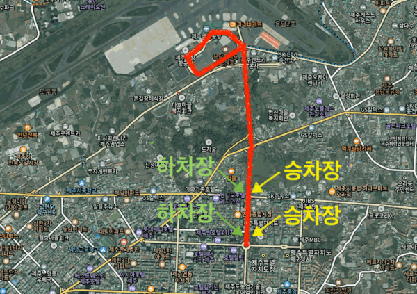 제주공항 무료셔틀버스 노선안(편집=김재훈 기자)